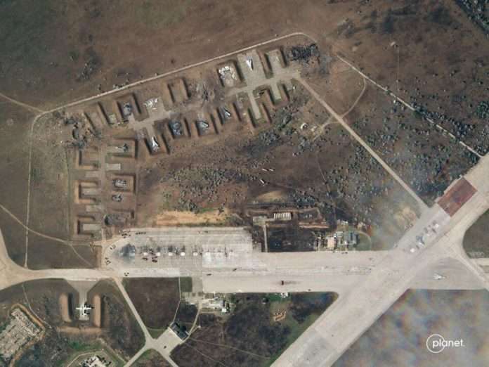 Russian air base in Crimea wreckage